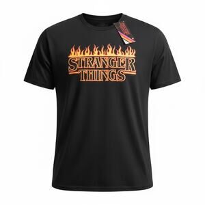 Stranger Things Flame Logo Graphic Tee Black Size XL (New with Tags)